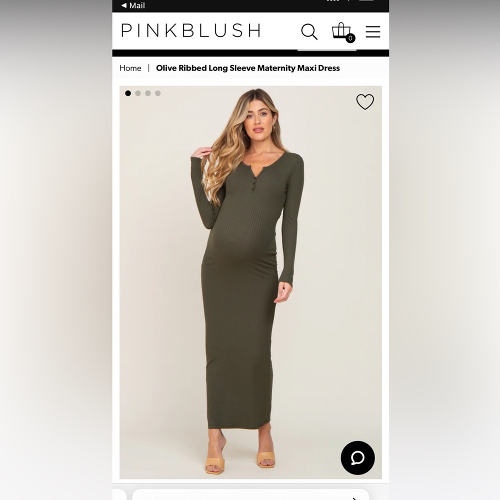 Heart Hips Maternity dress, medium, ribbed, olive green